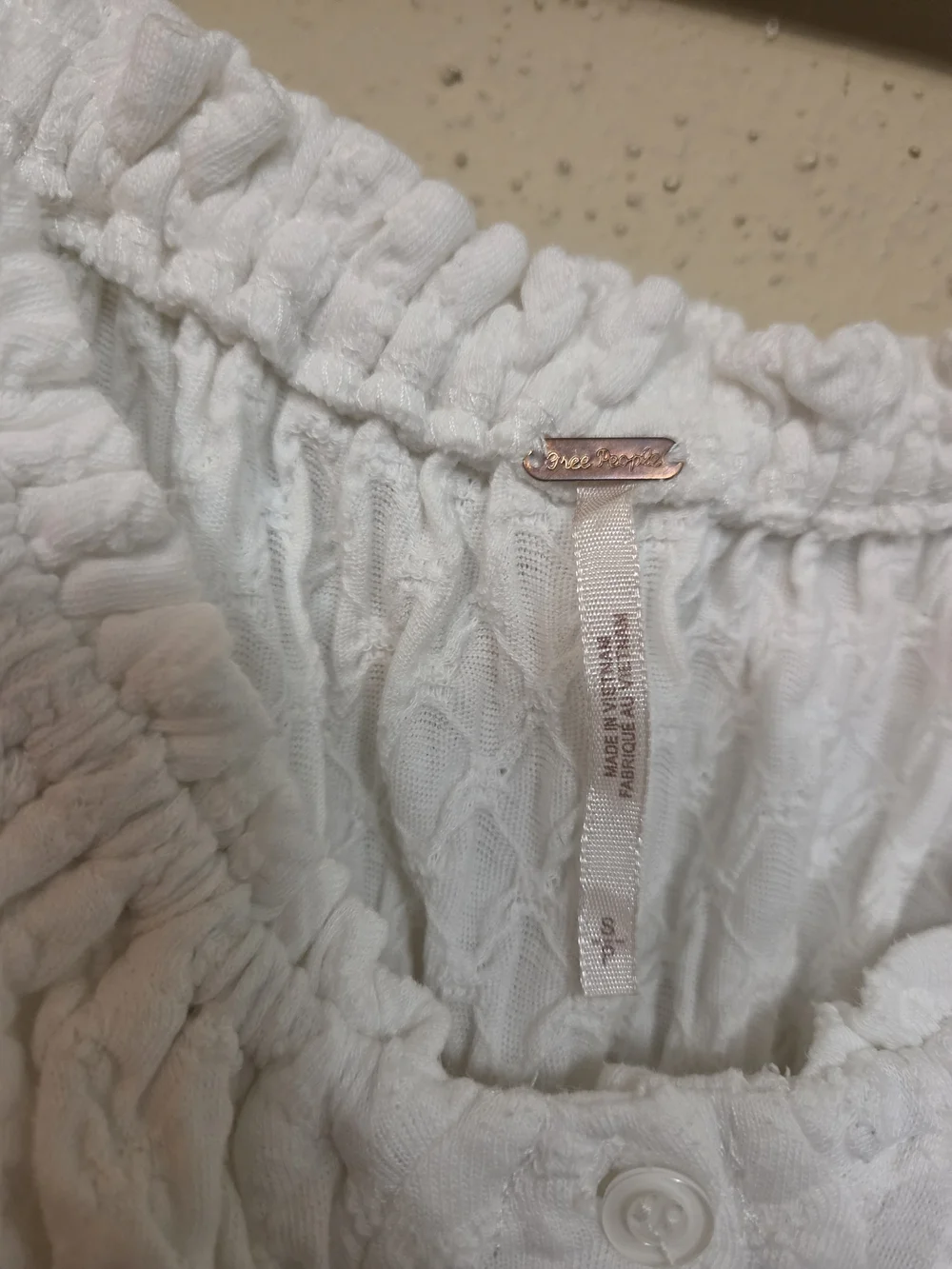 Free People Top Womens Small L9ng Sleeve White